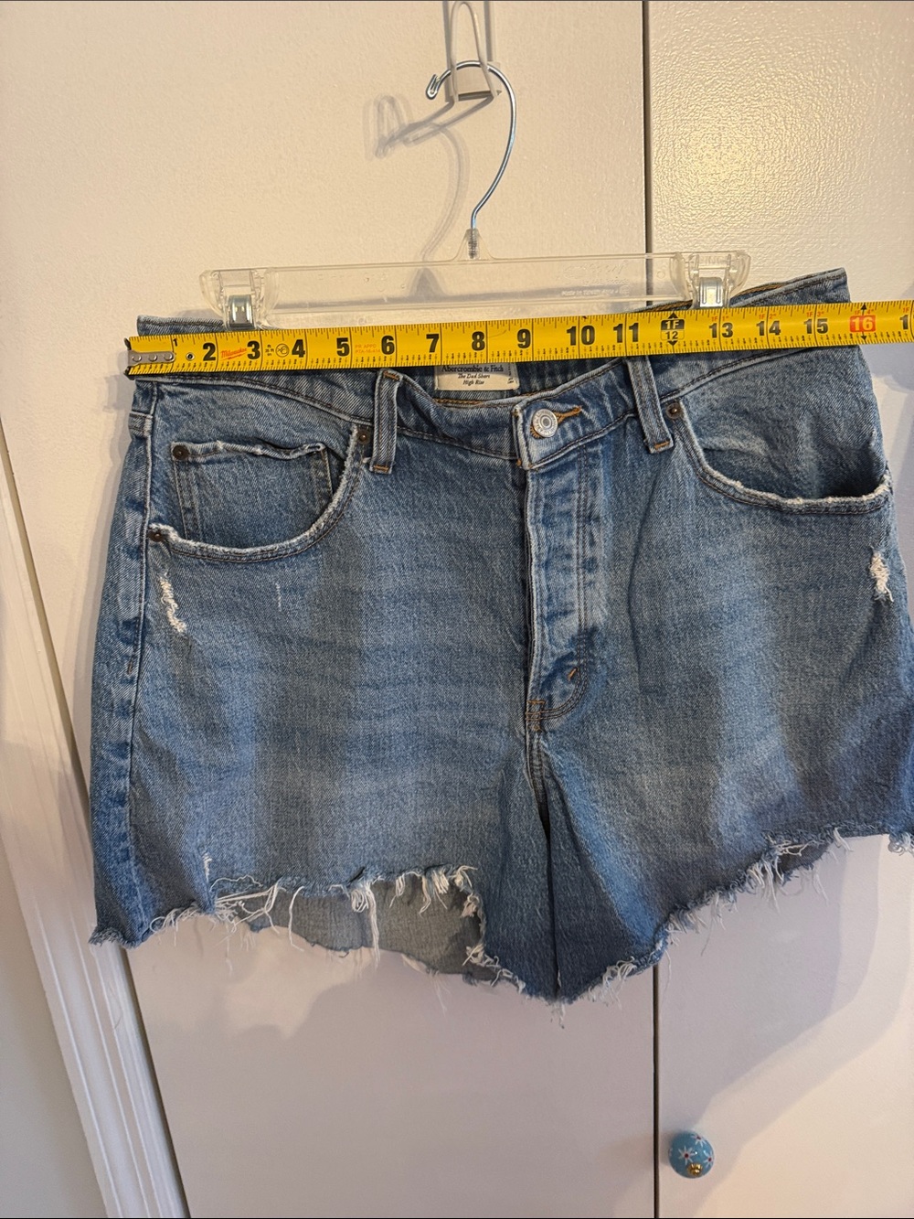 Abercrombie & Fitch Blue Frayed Hem Denim Shorts - Picture 5 of 6